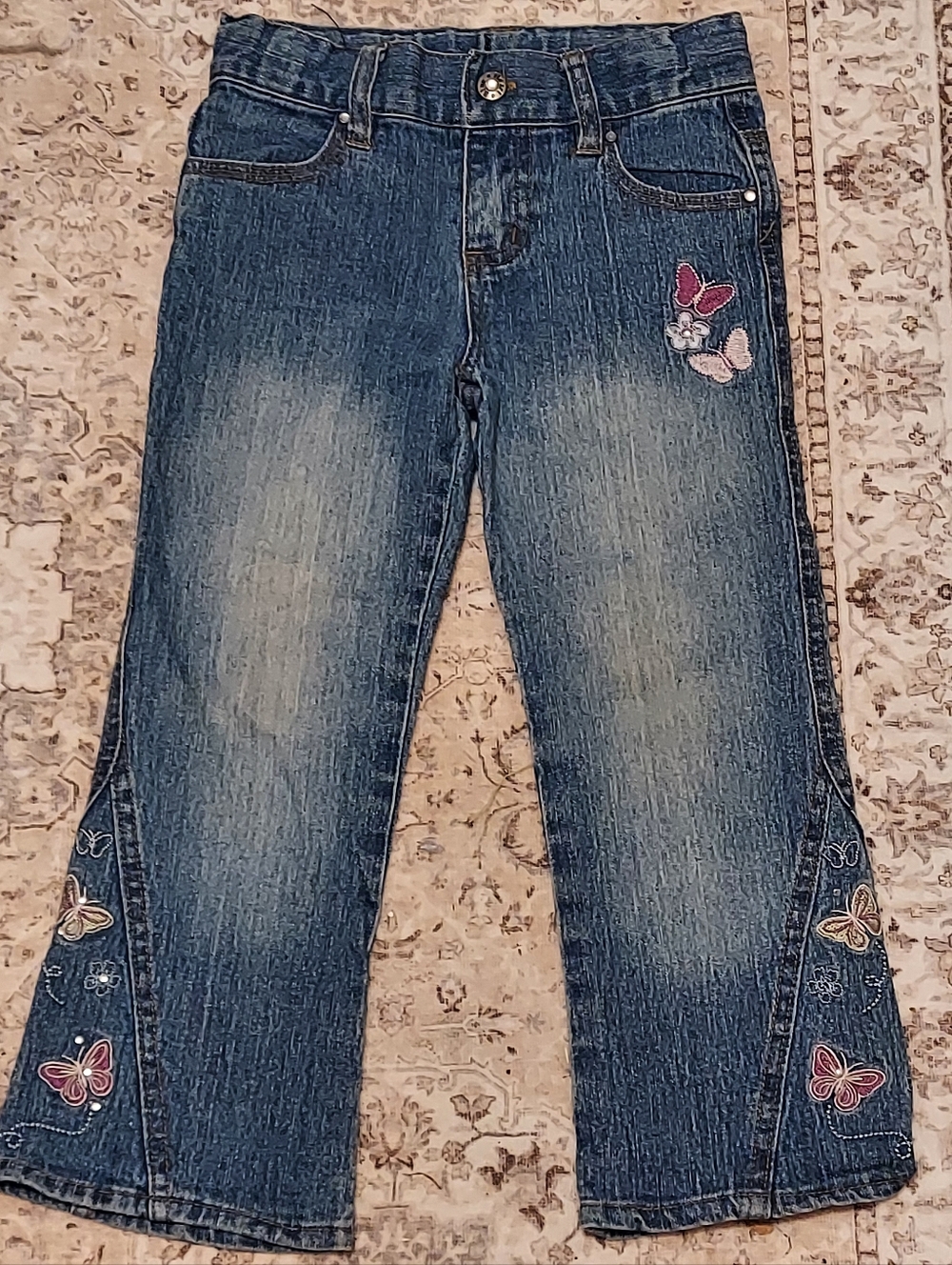 Vintage Girls' Embroidered Butterfly Jeans Size 3T